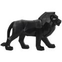 Statue lion noir style origami en polyrésine (L33 cm)