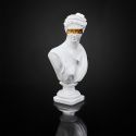 Statue buste blanc au masque doré en polyrésine (H31,5 cm)