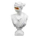Statue buste blanc au masque doré en polyrésine (H31,5 cm)