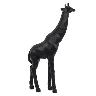 Statue girafe noir style origami en polyrésine (H40 cm)