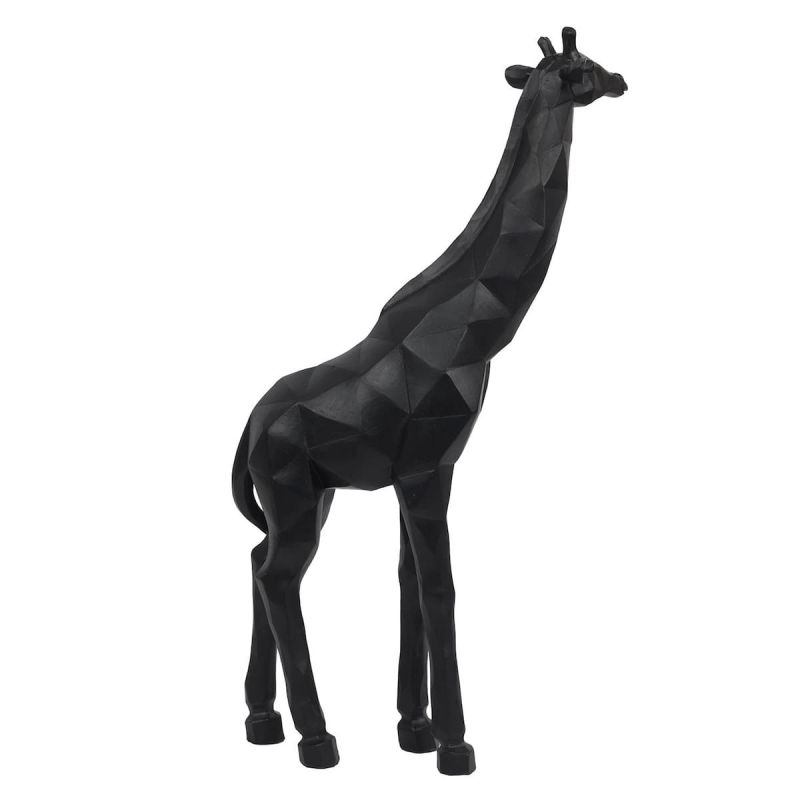 Statue girafe noir style origami en polyrésine (H40 cm) Statue girafe noir style origami en polyrésine (H40 cm)