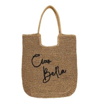 Tote bag de plage 35x45cm avec message "Ciao Bella" en maille