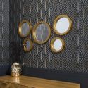 5 miroirs décoratifs muraux ronds avec encadrement doré