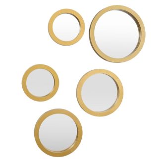 5 miroirs décoratifs muraux ronds avec encadrement doré