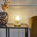 Lampe à poser en verre fumé embossé blanc socle doré