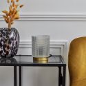 Lampe à poser en verre fumé embossé blanc socle doré