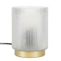 Lampe à poser en verre fumé embossé blanc socle doré