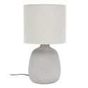 Lampe à poser en terre cuite embossée argent et abat-jour lin (H40cm)