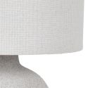 Lampe à poser en terre cuite embossée argent et abat-jour lin (H40cm)