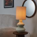 Lampe à poser en terre cuite crème et abat-jour lin (H50cm)