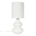 Lampe à poser en terre cuite crème et abat-jour lin (H50cm)