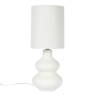 Lampe à poser en terre cuite crème et abat-jour lin (H50cm)