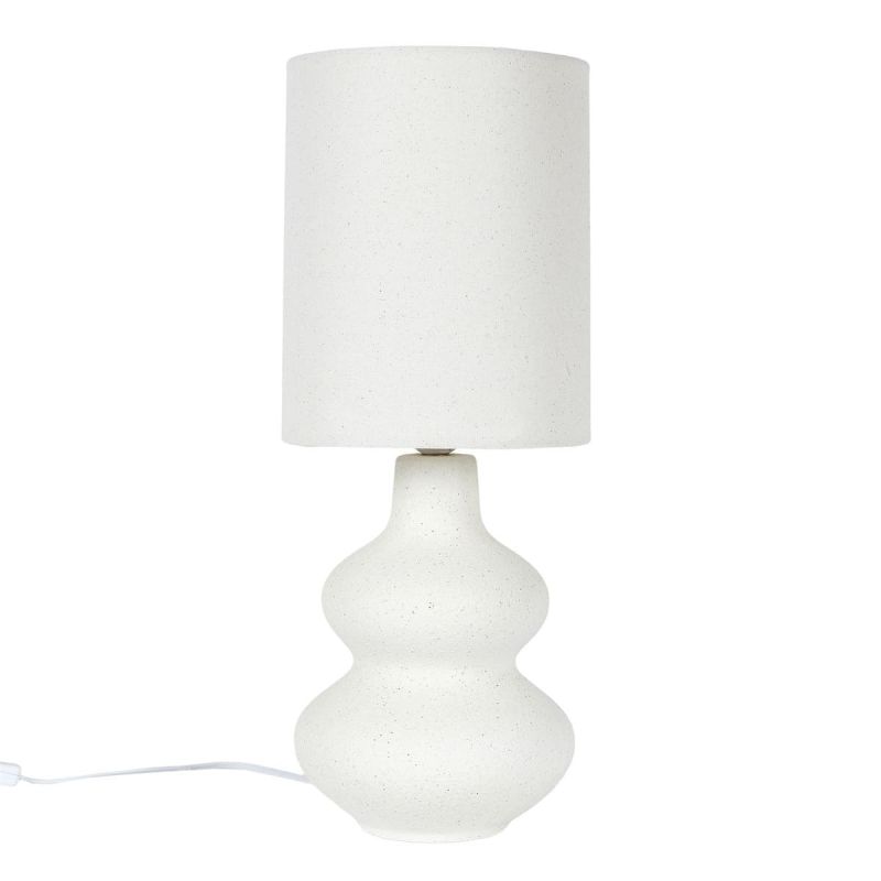 Lampe à poser en terre cuite crème et abat-jour lin (H50cm) Lampe à poser en terre cuite crème et abat-jour lin (H50cm)