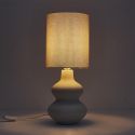 Lampe à poser en terre cuite crème et abat-jour lin (H50cm)