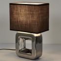Lampe à poser carrée porcelaine argentée finition chromée (H32,5cm)