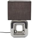 Lampe à poser carrée porcelaine argentée finition chromée (H32,5cm)