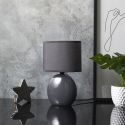 Lampe à poser ovale porcelaine gris anthracite (H30cm)