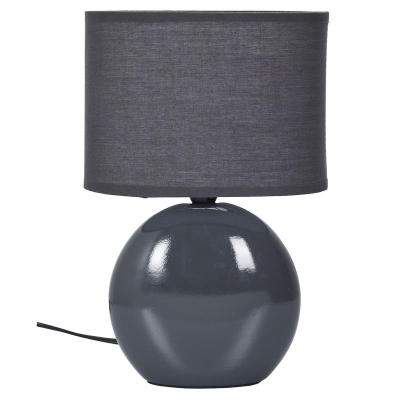 Lampe à poser ovale porcelaine gris anthracite (H30cm) Lampe à poser ovale porcelaine gris anthracite (H30cm)