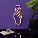 Lampe led effet néon mural coeur sur la main avec port USB