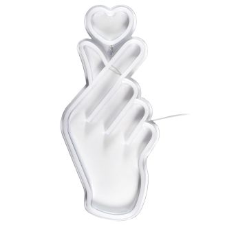 Lampe led effet néon mural coeur sur la main avec port USB