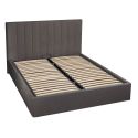 HARVEY - Lit coffre 140x190cm 22 lattes avec tête de lit 114cm tissu velours gris