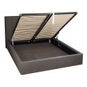 HARVEY - Lit coffre 140x190cm 22 lattes avec tête de lit 114cm tissu velours gris