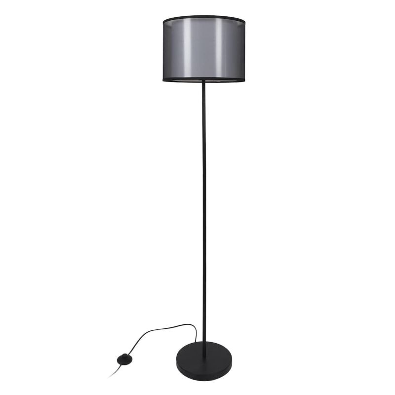 Lampadaire en métal noir avec double abat-jour (H150cm)