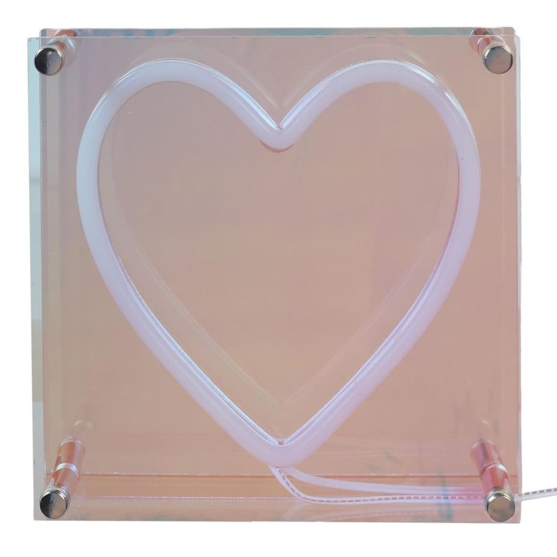 Lampe led effet neon décorative acrylique coeur multicolore avec port USB Lampe led effet neon décorative acrylique coeur multicolore avec port USB
