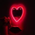 Miroir lumineux cœur rouge style néon avec port USB