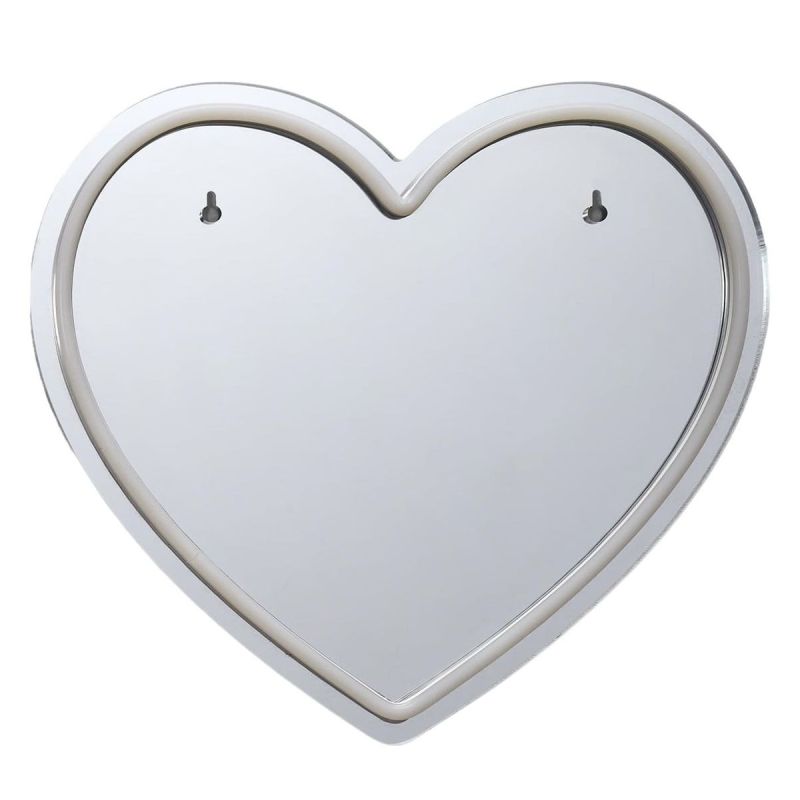Miroir lumineux cœur rouge style néon avec port USB