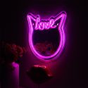 Miroir lumineux chat love kawaii rose style néon avec port USB