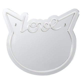 Miroir lumineux chat love kawaii rose style néon avec port USB