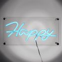 Lampe led effet neon décorative acrylique happy bleu avec port USB