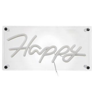 Lampe led effet neon décorative acrylique happy bleu avec port USB
