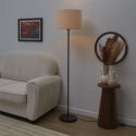 Lampadaire en métal noir avec abat-jour en bouclette (H150cm)