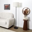 Lampadaire en métal noir avec abat-jour en bouclette (H150cm)