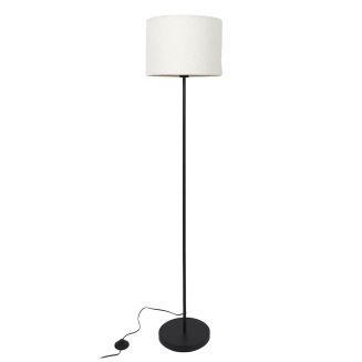 Lampadaire en métal noir avec abat-jour en bouclette (H150cm)