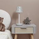 Lampe à poser blanche abat-jour étoiles ajouré rechargeable USB-C