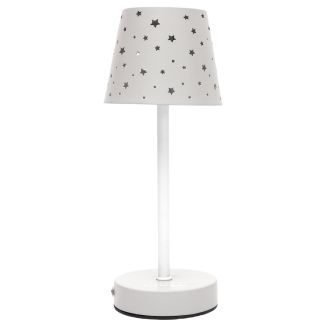 Lampe à poser blanche abat-jour étoiles ajouré rechargeable USB-C
