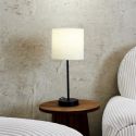 Lampe à poser en métal noir avec abat-jour en bouclette (H38cm)