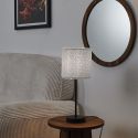 Lampe à poser en métal noir avec abat-jour en bouclette (H38cm)