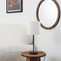 Lampe à poser en métal noir avec abat-jour en bouclette (H38cm)