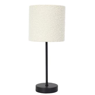 Lampe à poser en métal noir avec abat-jour en bouclette (H38cm)