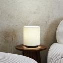 Lampe à poser socle métal noir abat-jour bouclette (H20cm)