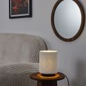 Lampe à poser socle métal noir abat-jour bouclette (H20cm)
