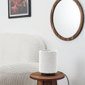 Lampe à poser socle métal noir abat-jour bouclette (H20cm)