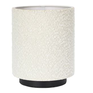 Lampe à poser socle métal noir abat-jour bouclette (H20cm)