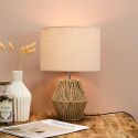 Lampe à poser en corde tressée naturel et abat-jour lin (H40cm)