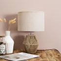 Lampe à poser en corde tressée naturel et abat-jour lin (H40cm)