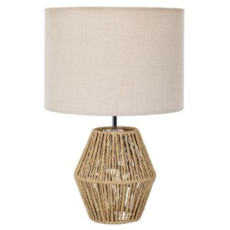 Lampe à poser en corde tressée naturel et abat-jour lin (H40cm)